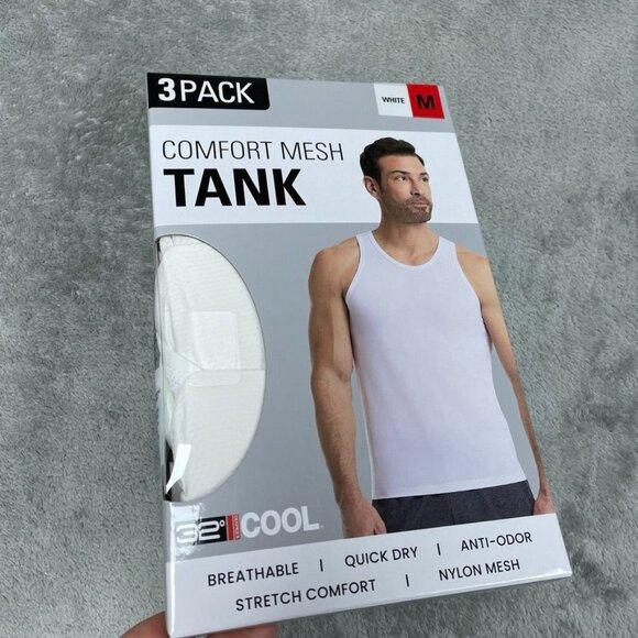 Comfort Mesh Tank 3-Pack 32Degrees Cool White Medium Quick Dry a0683 - Picture 1 of 5
